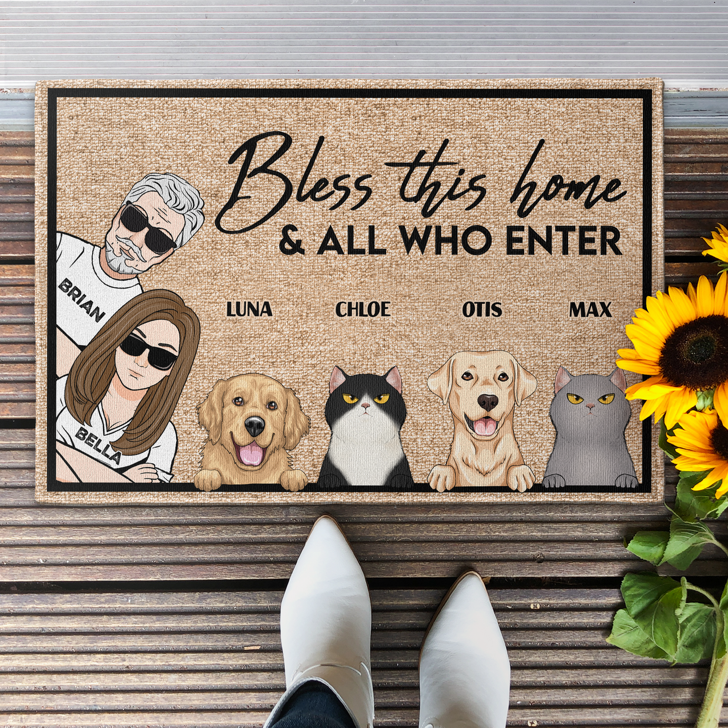 Bless This Home And All Who Enter - Personalized Doormat