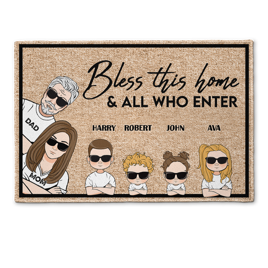 Bless This Home And All Who Enter - Personalized Doormat