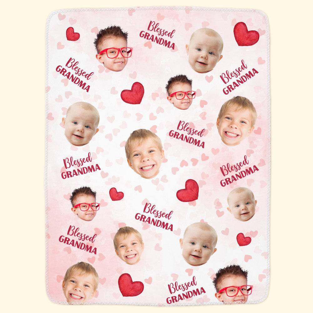 Blessed Grandma - Personalized Photo Blanket - Christmas, New Year Gift For Grandma, Nana, Mimi, Gigi
