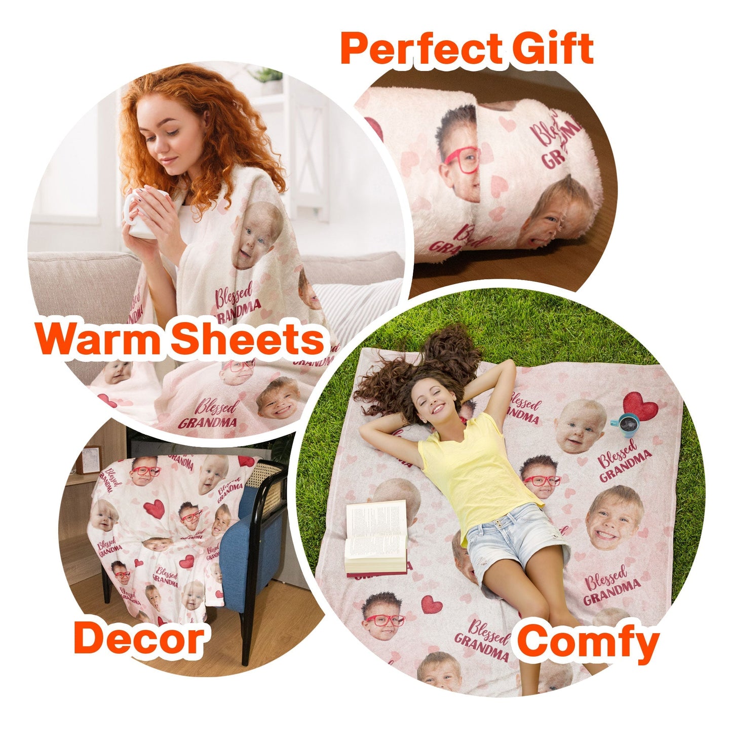 Blessed Grandma - Personalized Photo Blanket - Christmas, New Year Gift For Grandma, Nana, Mimi, Gigi
