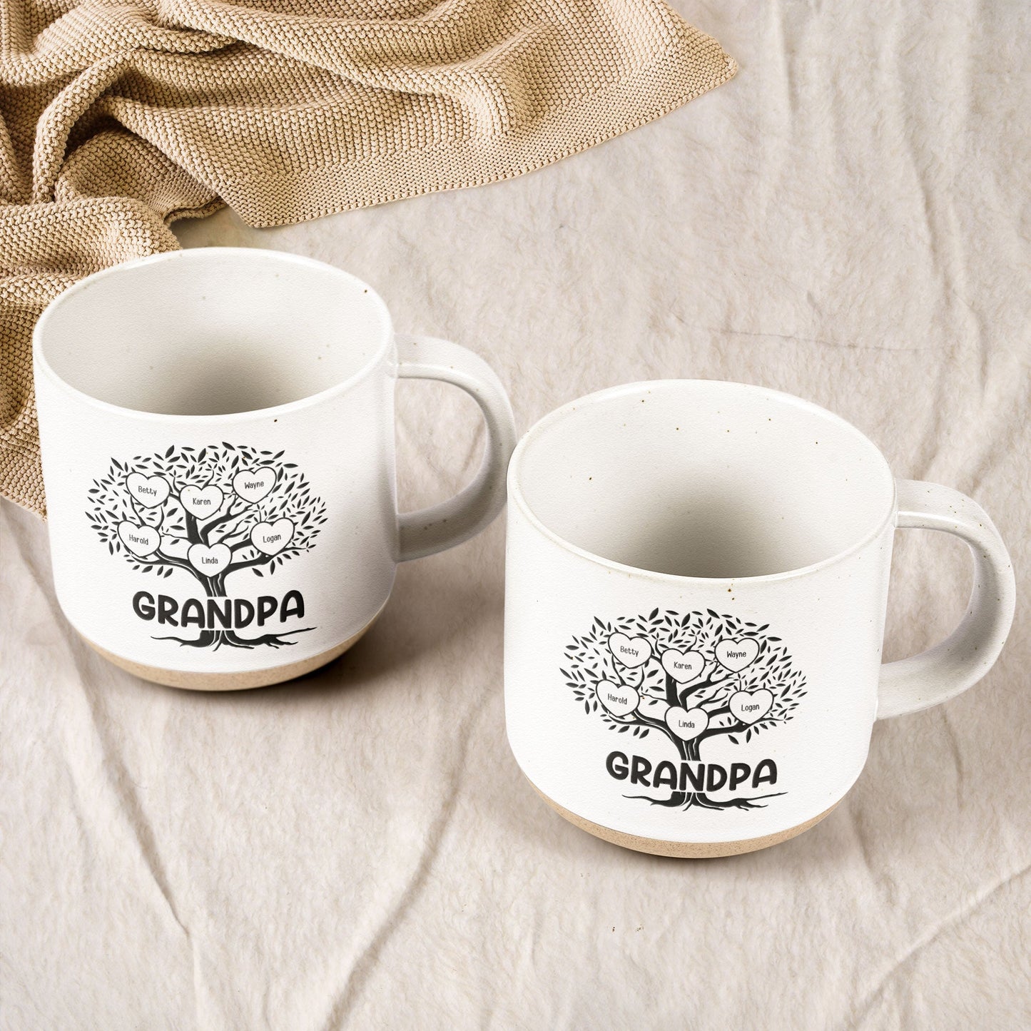 Blessed To Be Called Grandma, Grandpa Family Roots Tree - Personalized Pottery Mug