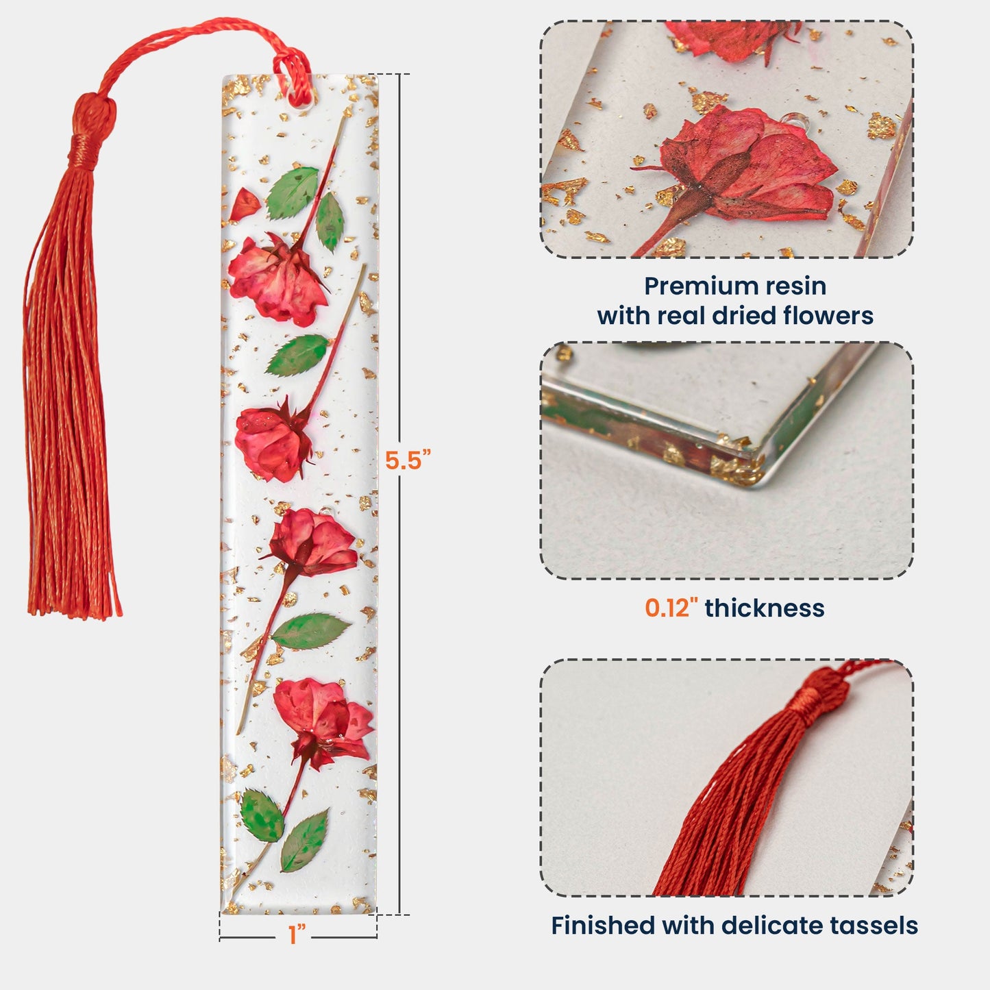 Book Lover, Birth Flower - Personalized Resin Birth Flower Bookmark
