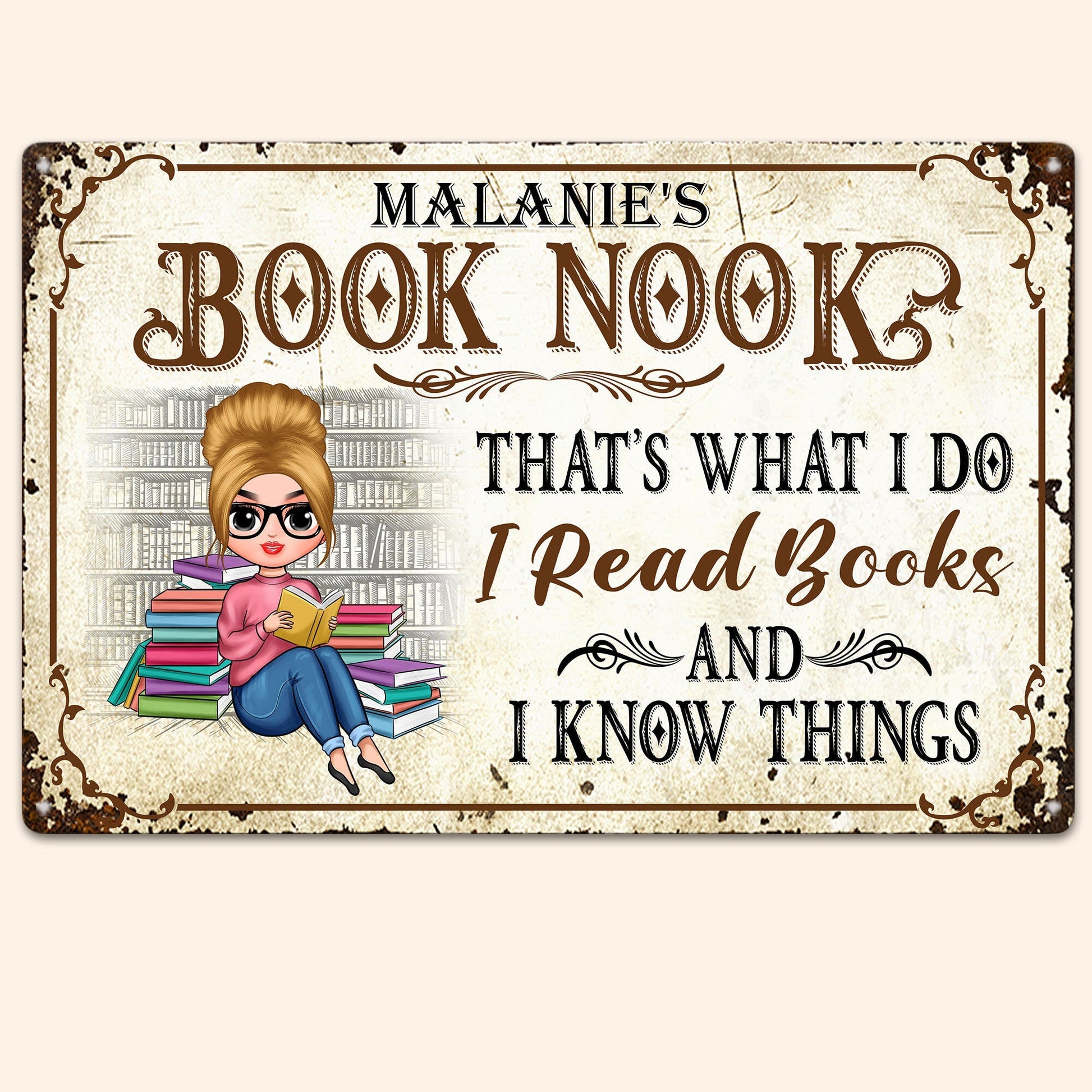 Book Nook, That's What I Do, I Read Books - Personalized Metal Sign