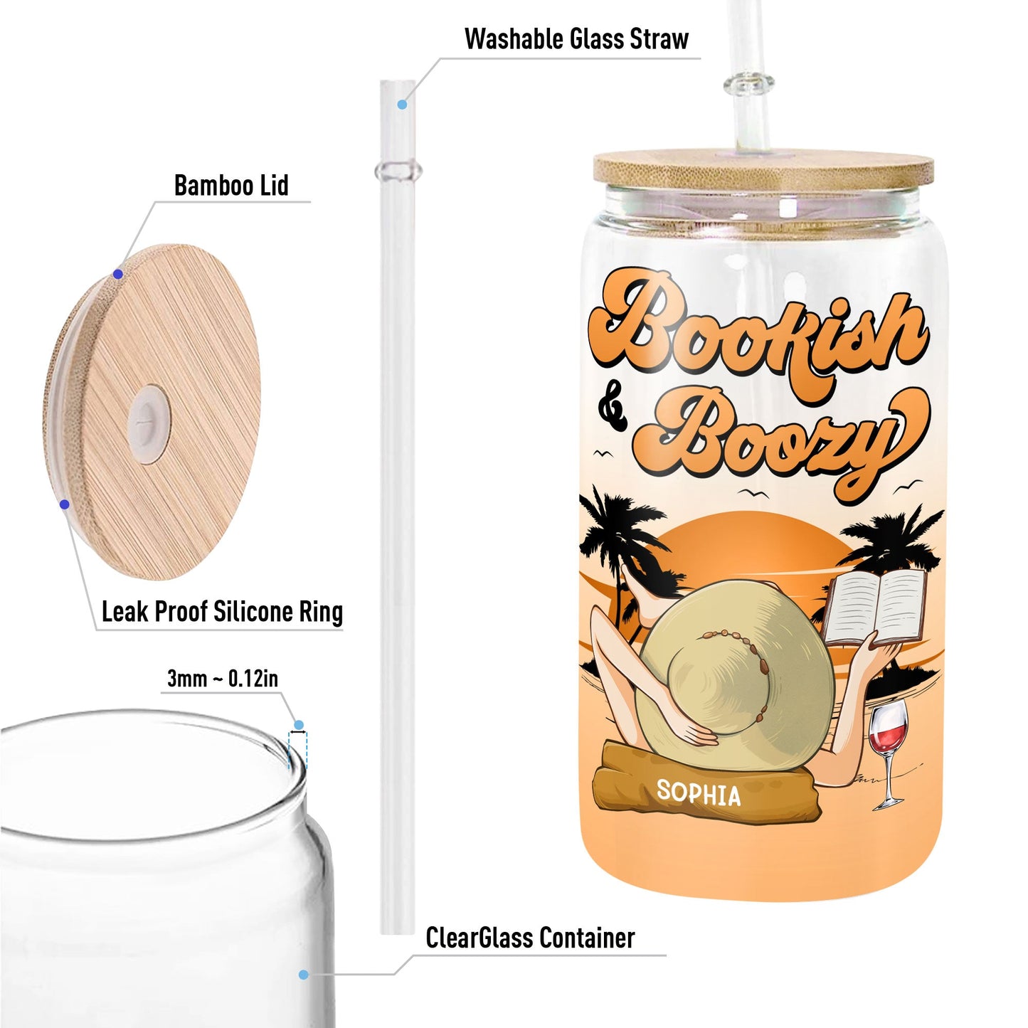 Bookish & Boozy - Personalized Clear Glass Cup