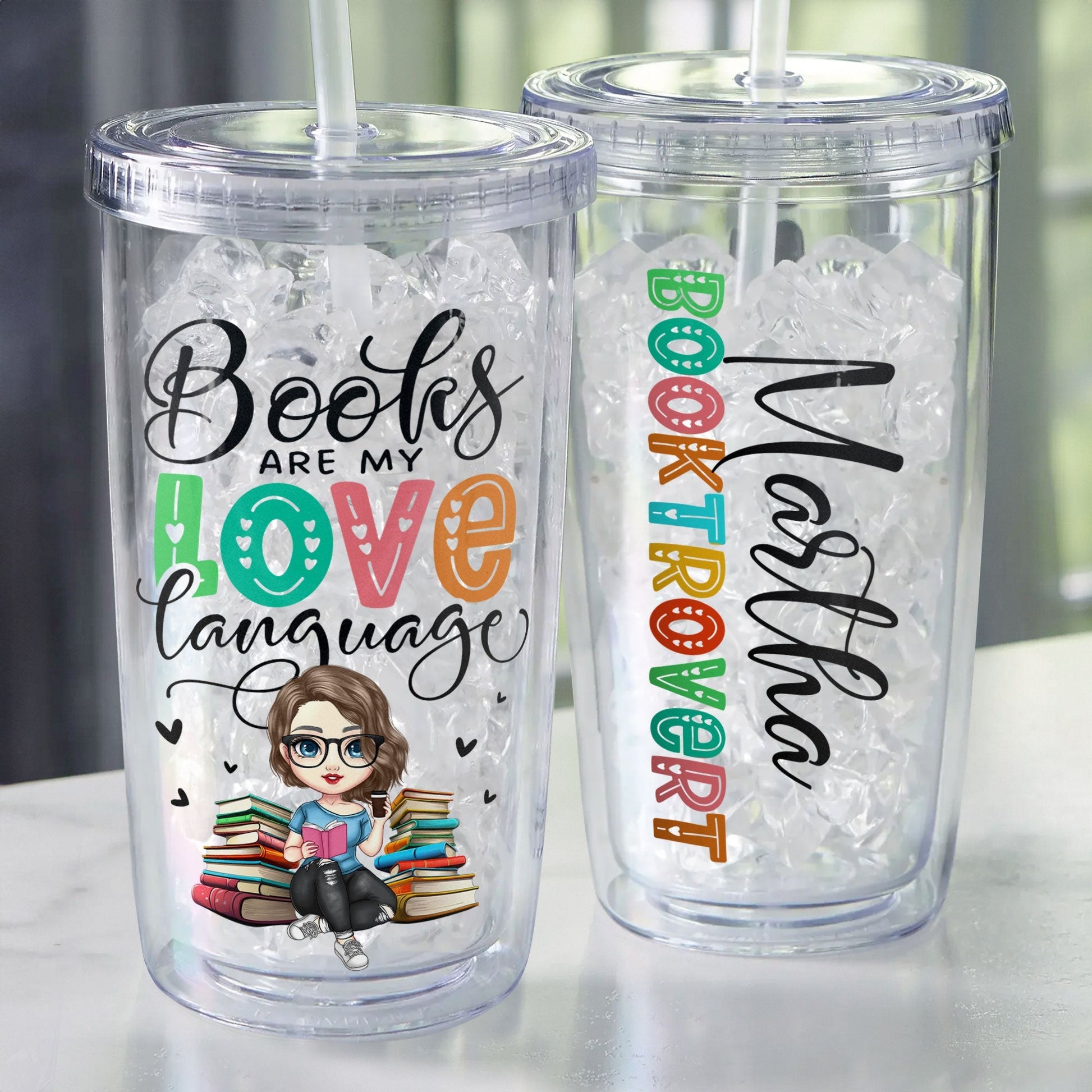 Booktrovert - Personalized Acrylic Tumbler With Straw