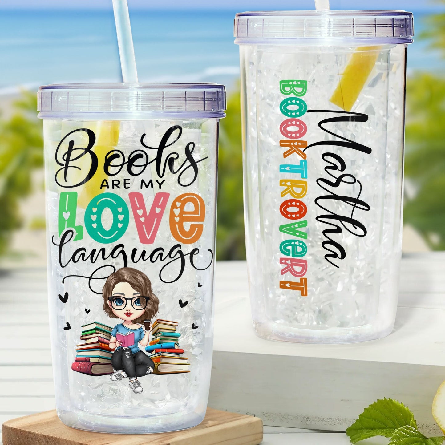 Booktrovert - Personalized Acrylic Tumbler With Straw