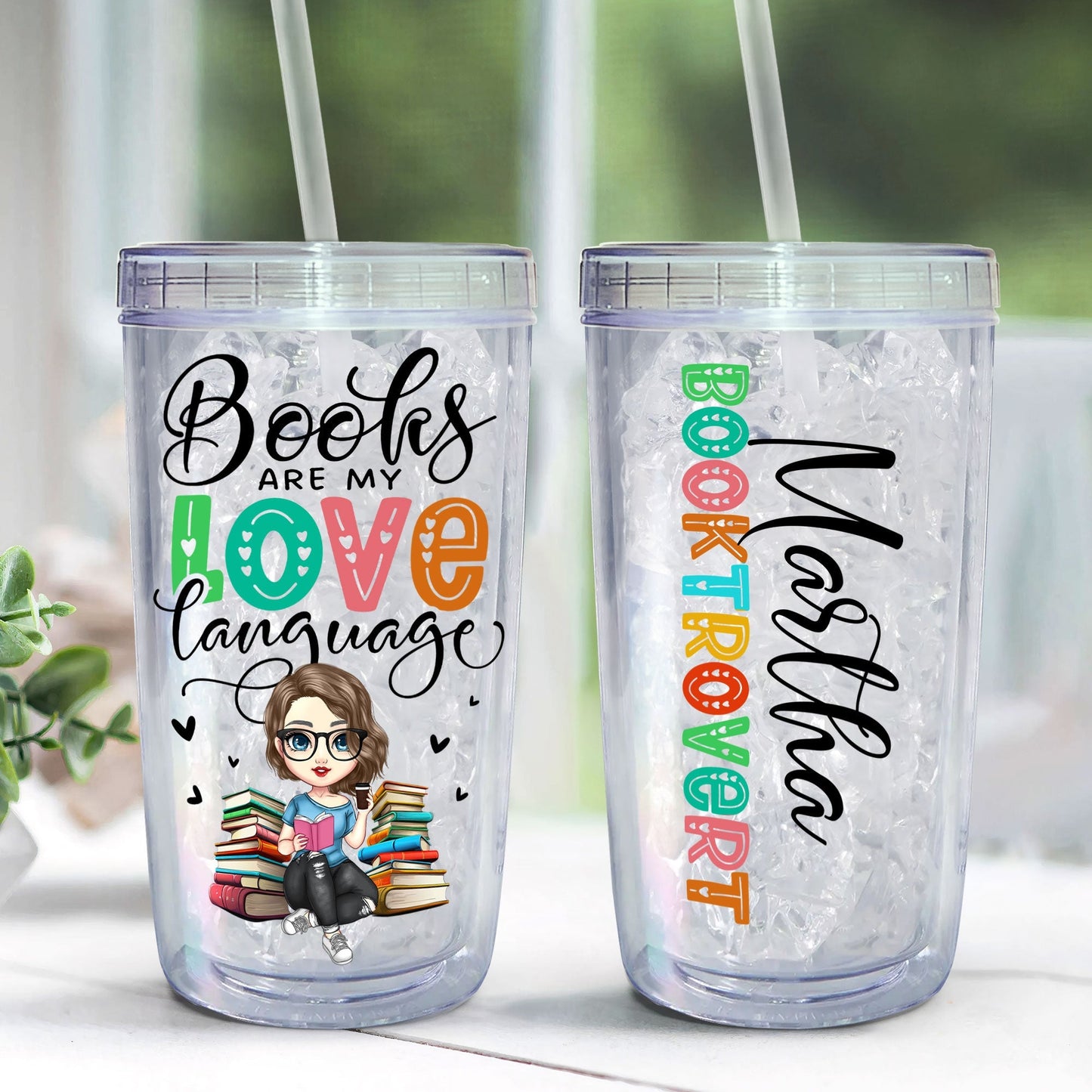 Booktrovert - Personalized Acrylic Tumbler With Straw