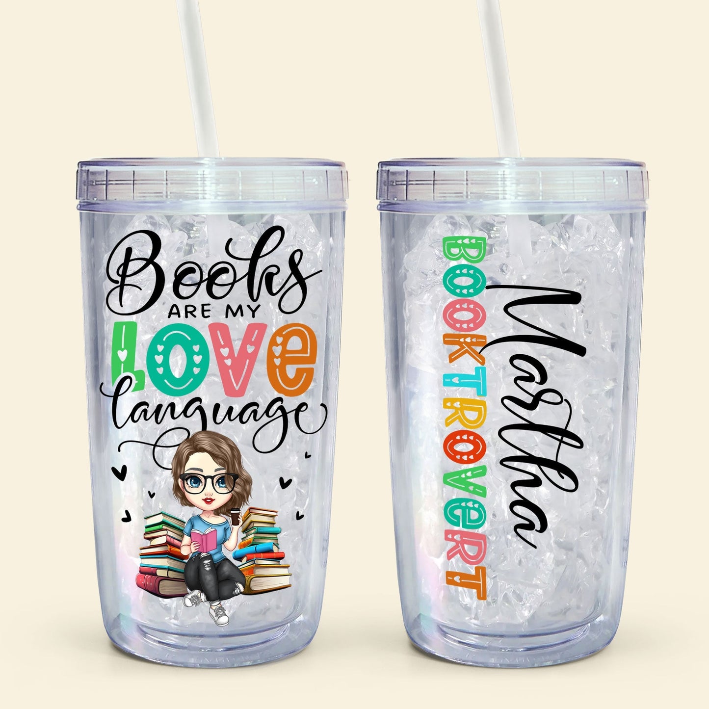 Booktrovert - Personalized Acrylic Tumbler With Straw