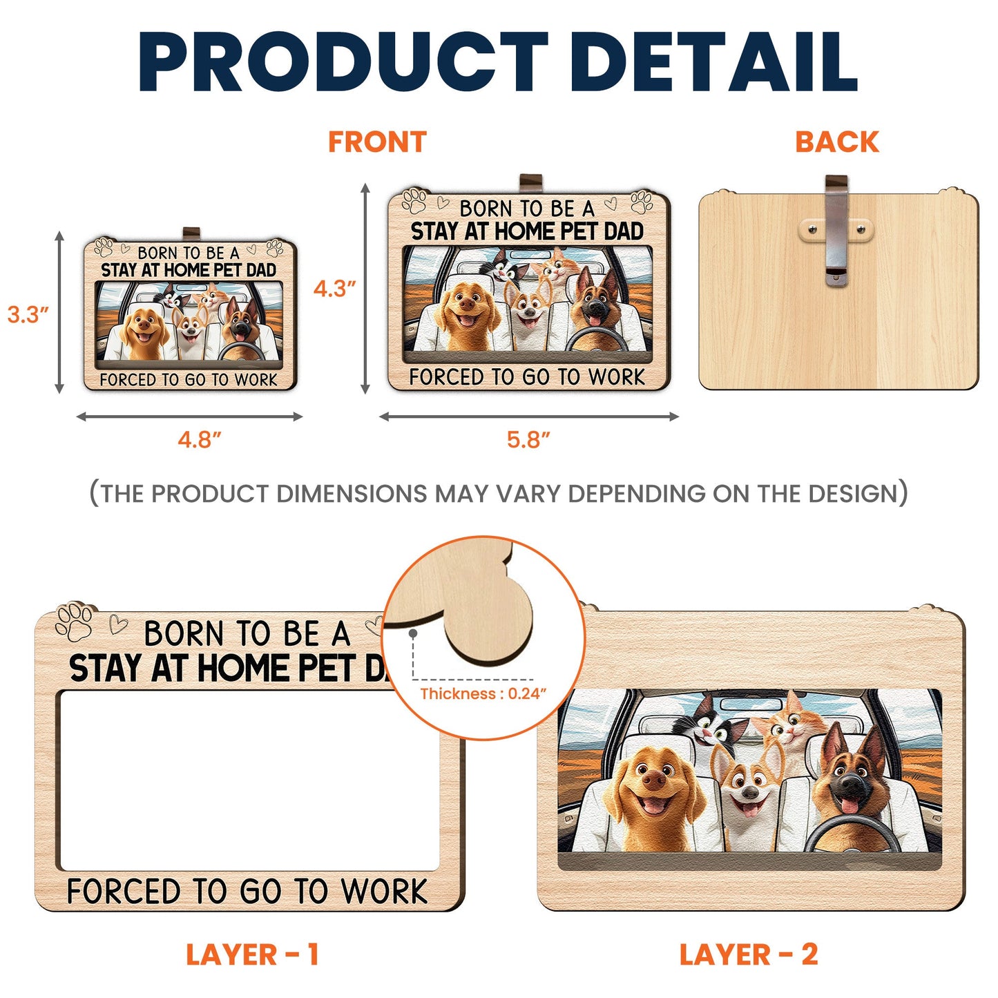 Born To Be A Stay At Home Dog Mom Dad - Personalized Wooden Car Visor Clip