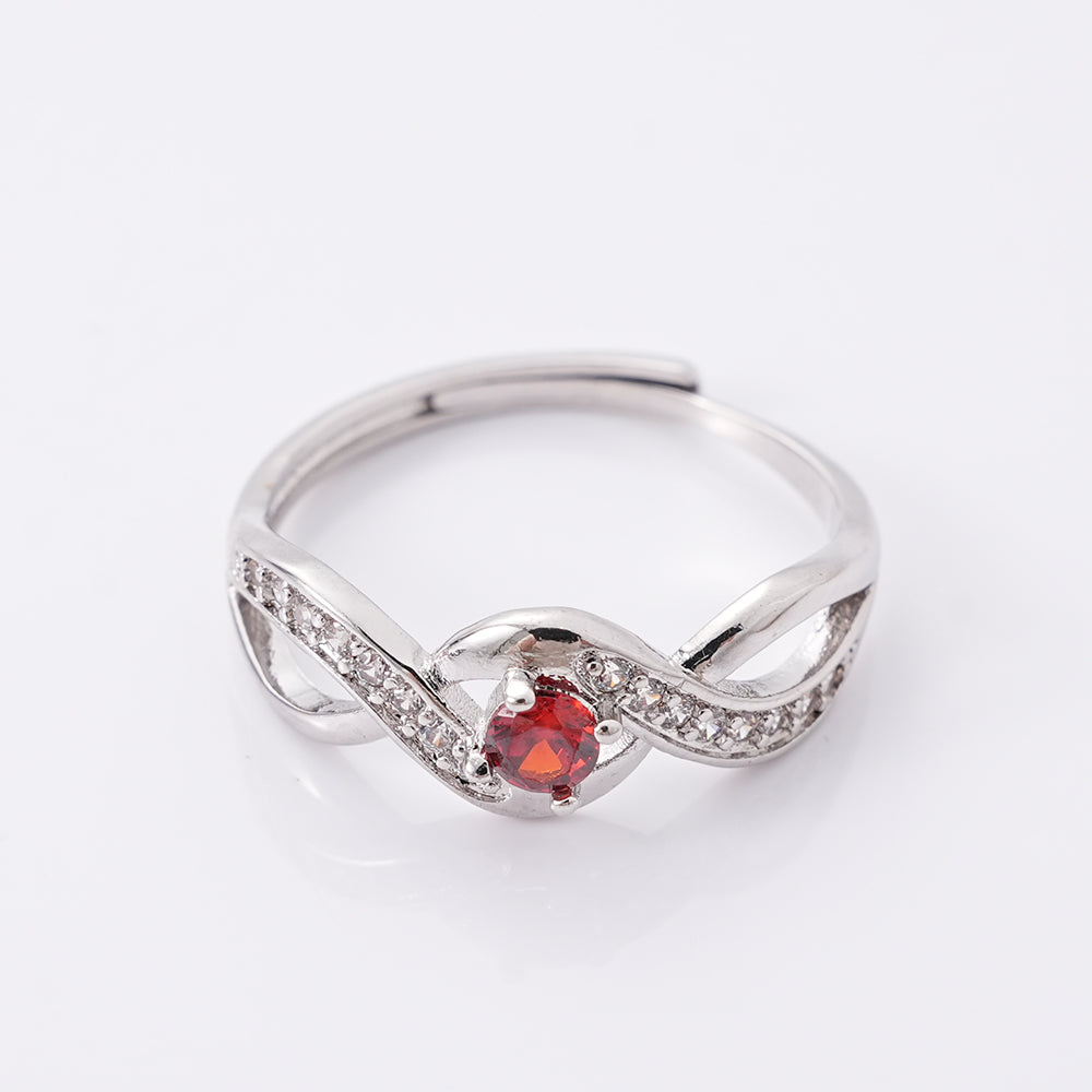 UIONEN Red Cubic Zirconia Twisted Band Rings for Daily Wear & Romantic Styling
