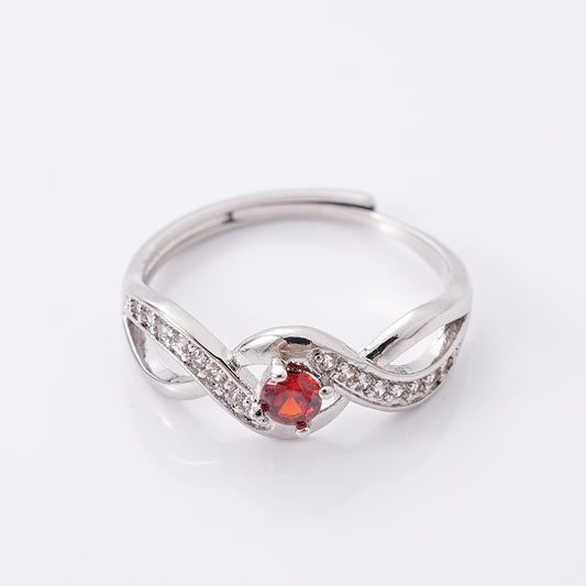UIONEN Red Cubic Zirconia Twisted Band Rings for Daily Wear & Romantic Styling