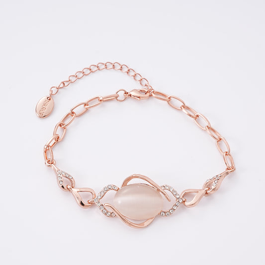 UIONEN Rose Gold Cat's Eye Stone Bracelets for Daily Wear & Elegant Styling