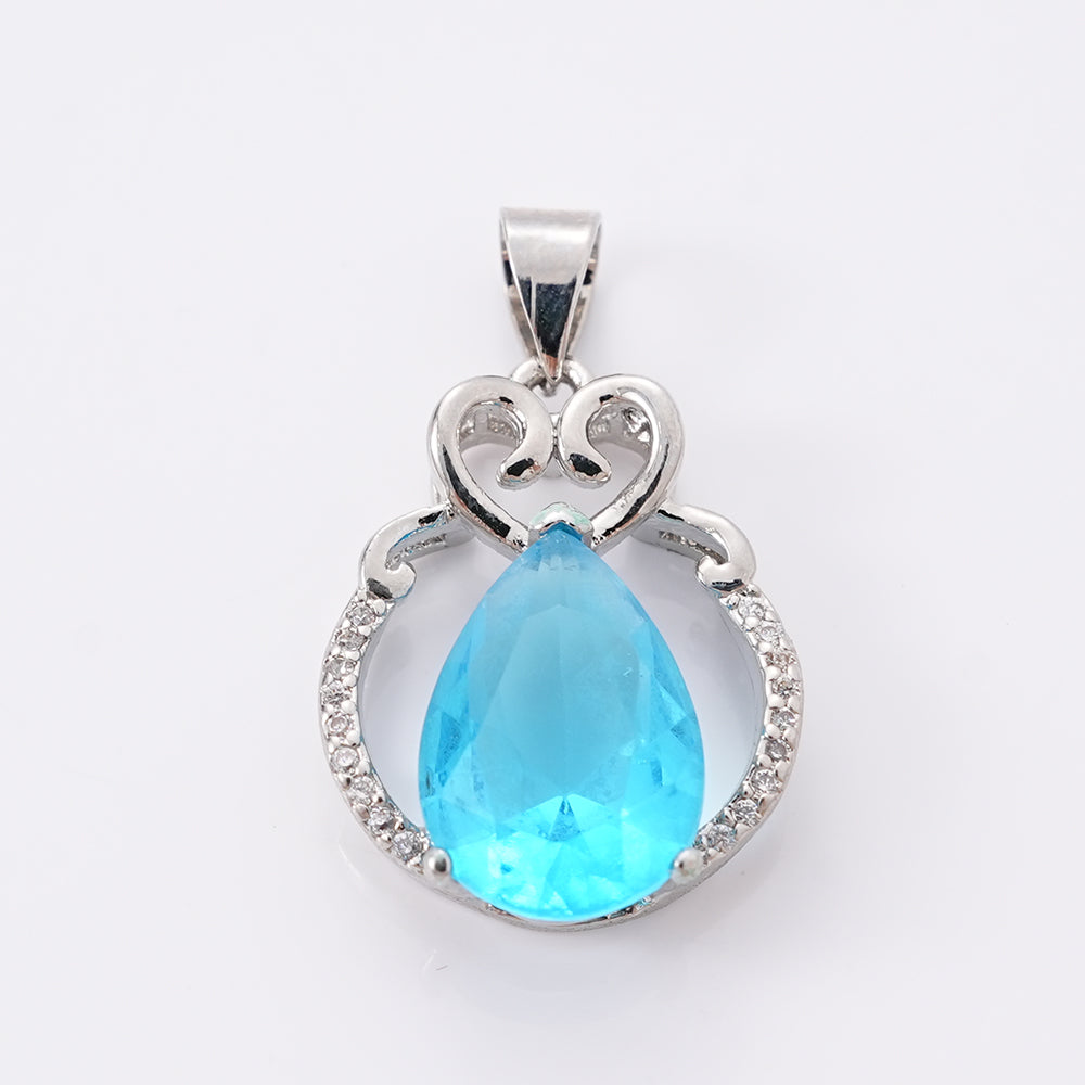 UIONEN Teardrop Aquamarine Blue Crystal Pendants for Necklace Making & Daily Wear
