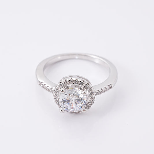 UIONEN Round Halo Cubic Zirconia Engagement Rings for Daily Wear & Proposal Occasions