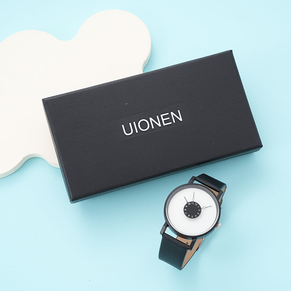 UIONEN Minimalist Creative Dial Leather Watches for Daily Wear & Office Commute