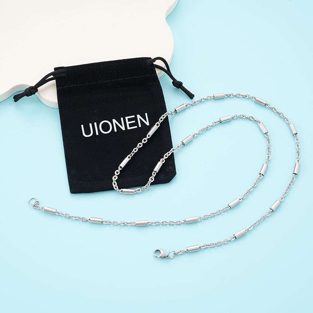 UIONEN Cylindrical Bar Chain Necklaces for Daily Wear & Layered Styling