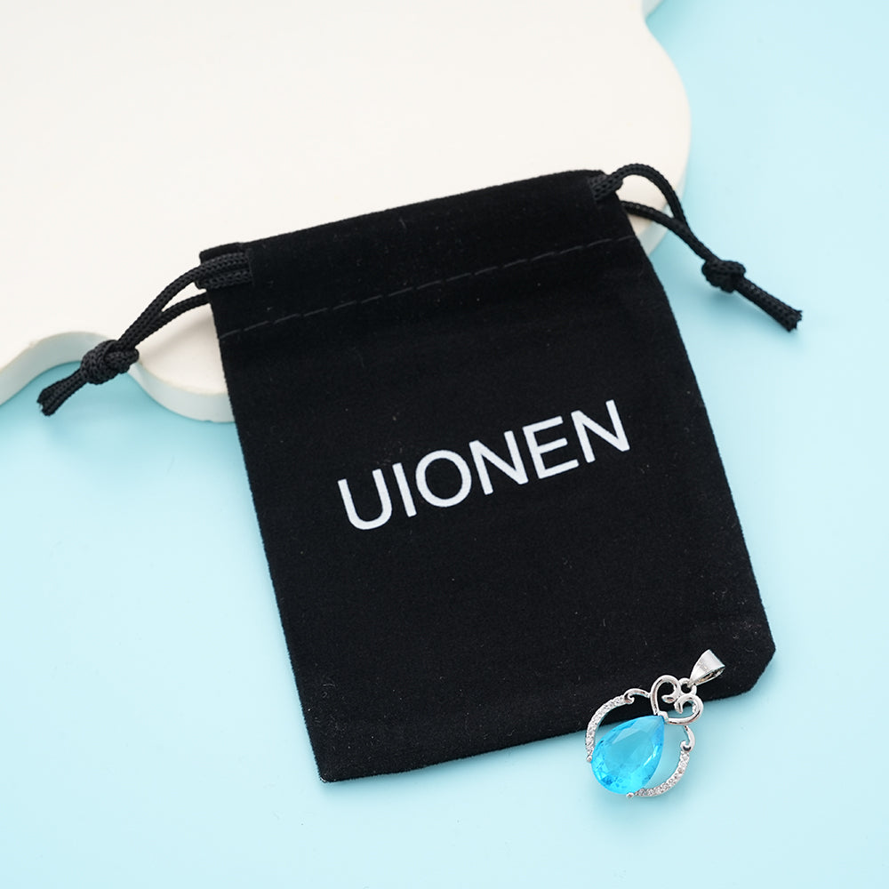 UIONEN Teardrop Aquamarine Blue Crystal Pendants for Necklace Making & Daily Wear