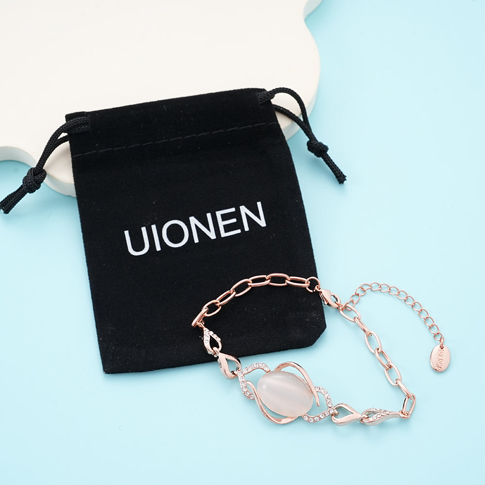 UIONEN Rose Gold Cat's Eye Stone Bracelets for Daily Wear & Elegant Styling