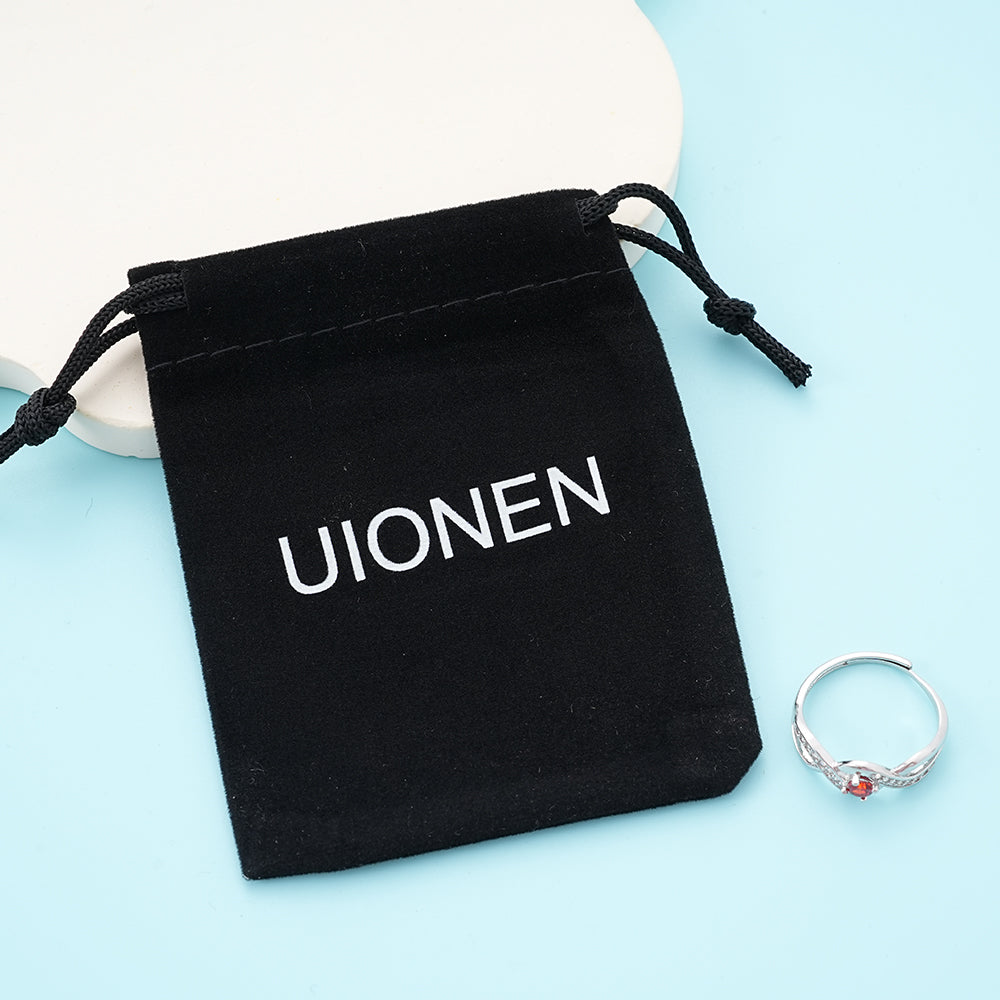 UIONEN Red Cubic Zirconia Twisted Band Rings for Daily Wear & Romantic Styling