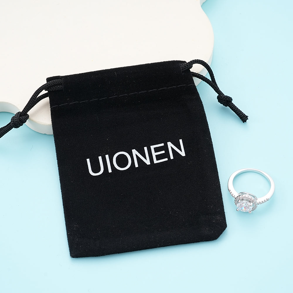 UIONEN Round Halo Cubic Zirconia Engagement Rings for Daily Wear & Proposal Occasions