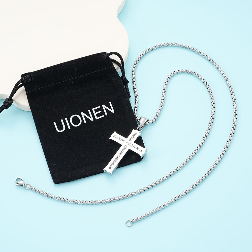 UIONEN Engraved Bible Verse Cross Necklaces for Daily Wear & Faith Expression