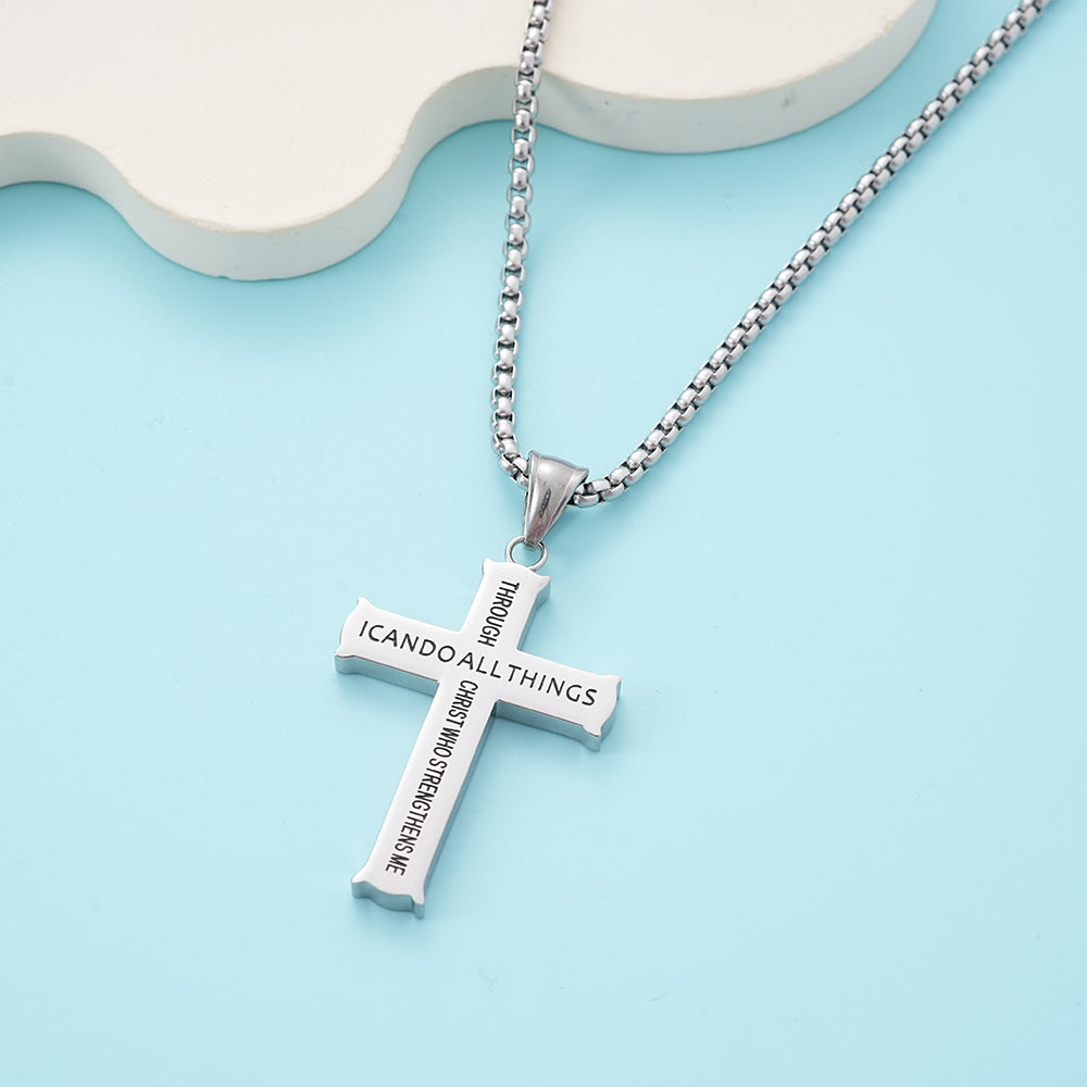 UIONEN Engraved Bible Verse Cross Necklaces for Daily Wear & Faith Expression