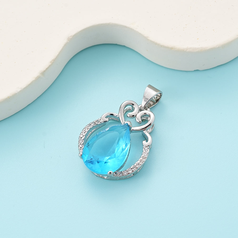 UIONEN Teardrop Aquamarine Blue Crystal Pendants for Necklace Making & Daily Wear
