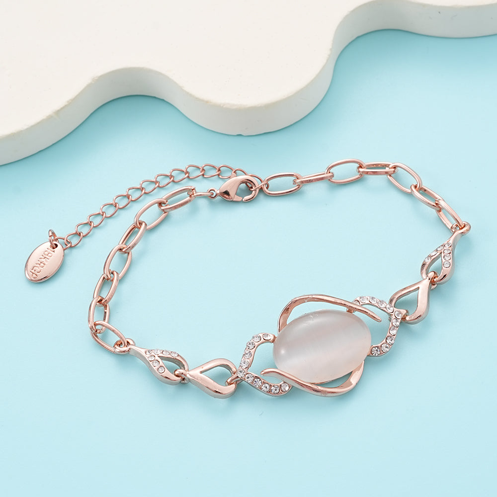 UIONEN Rose Gold Cat's Eye Stone Bracelets for Daily Wear & Elegant Styling
