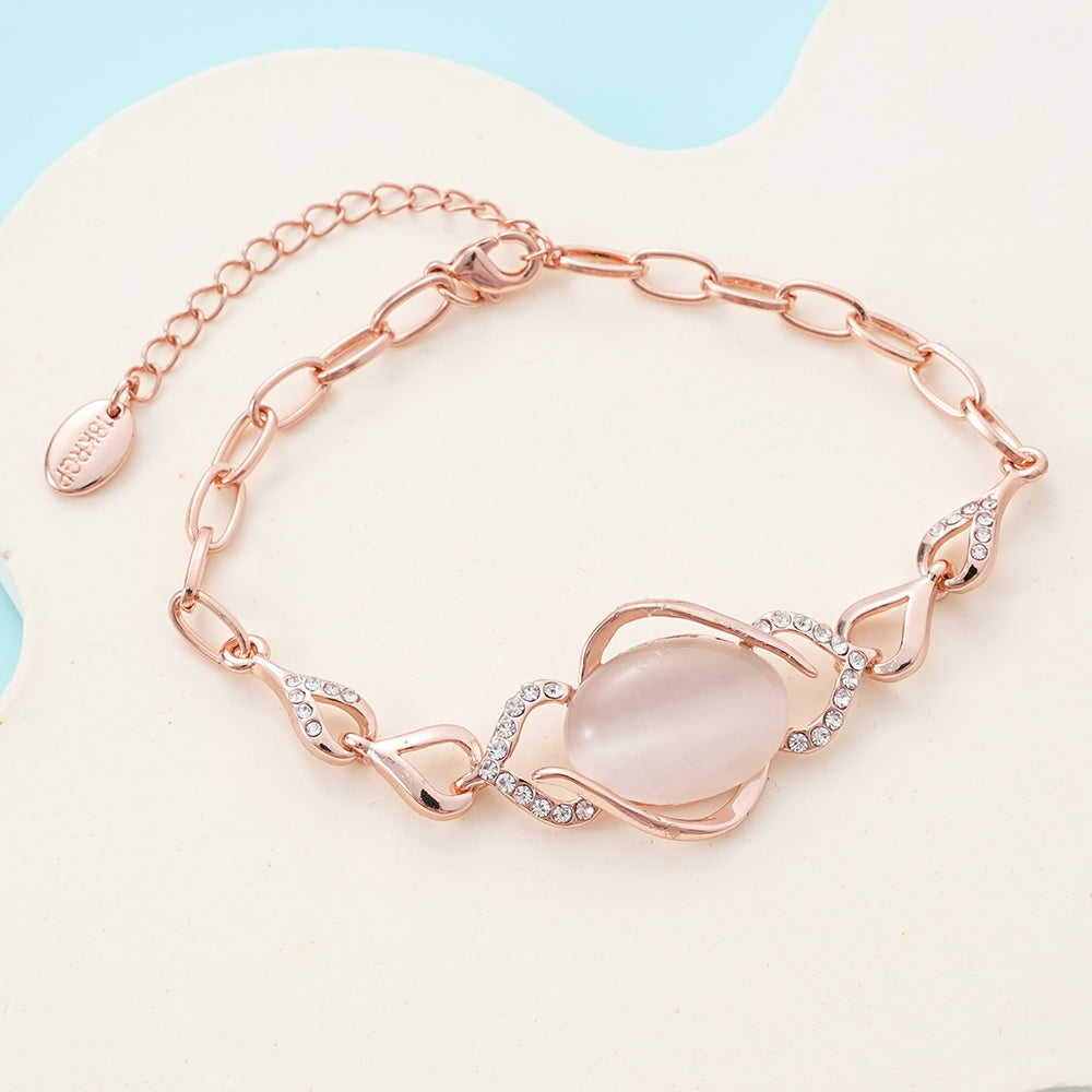 UIONEN Rose Gold Cat's Eye Stone Bracelets for Daily Wear & Elegant Styling