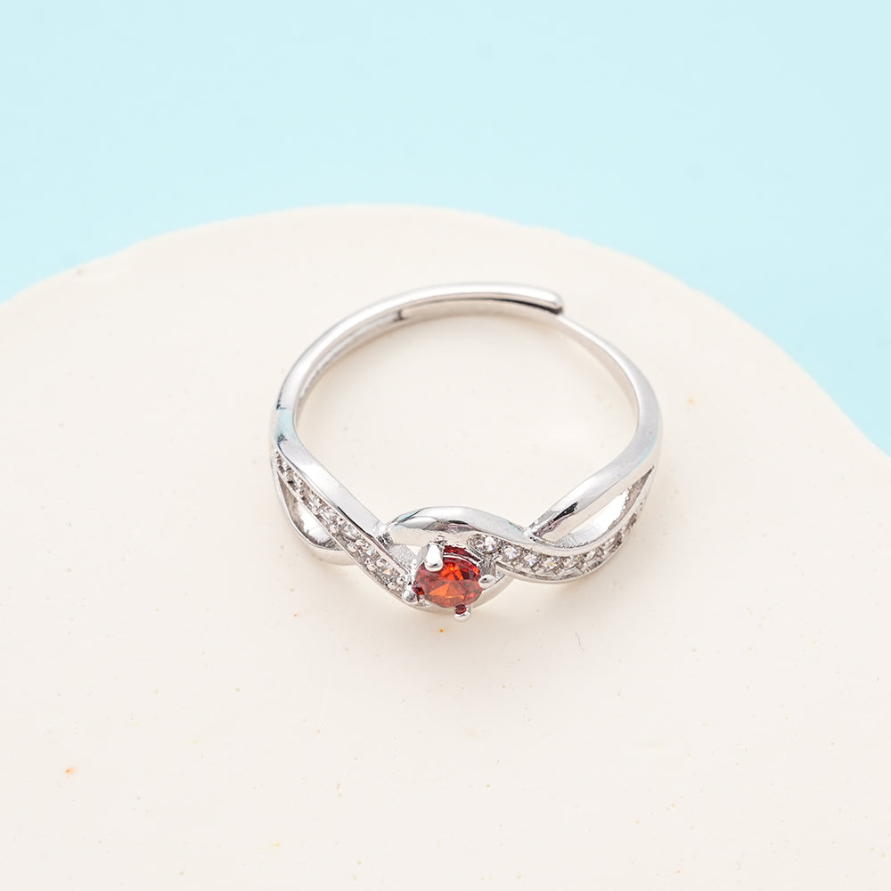 UIONEN Red Cubic Zirconia Twisted Band Rings for Daily Wear & Romantic Styling