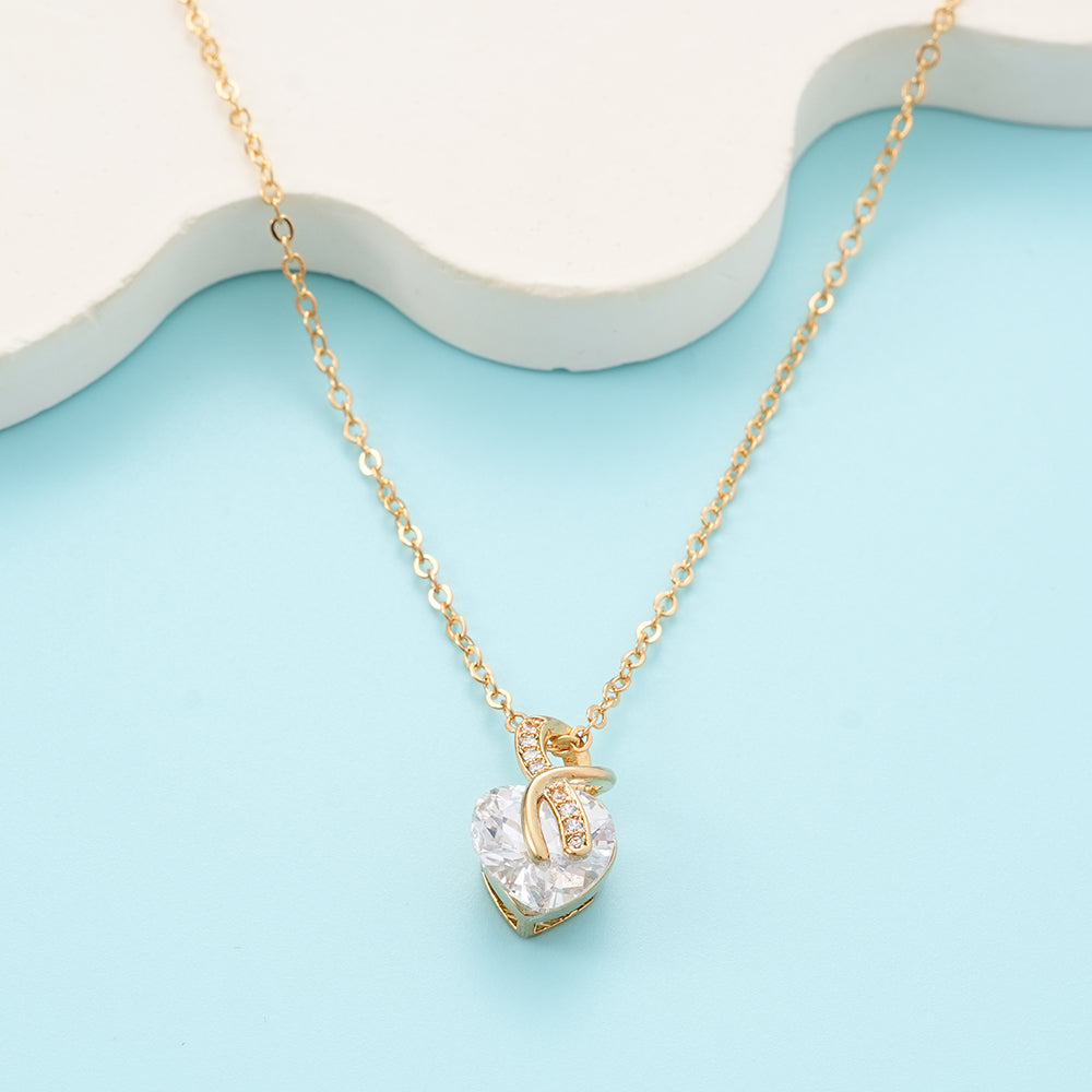 UIONEN Gold Heart Cubic Zirconia Pendant Necklaces for Daily Wear & Delicate Styling