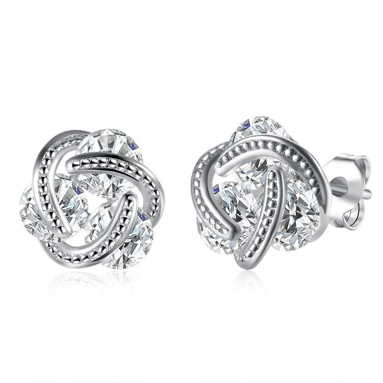Luxe Crystal Mesh Knot Earrings Set in Silvertone ITALY Design