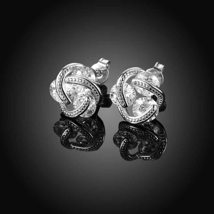 Luxe Crystal Mesh Knot Earrings Set in Silvertone ITALY Design