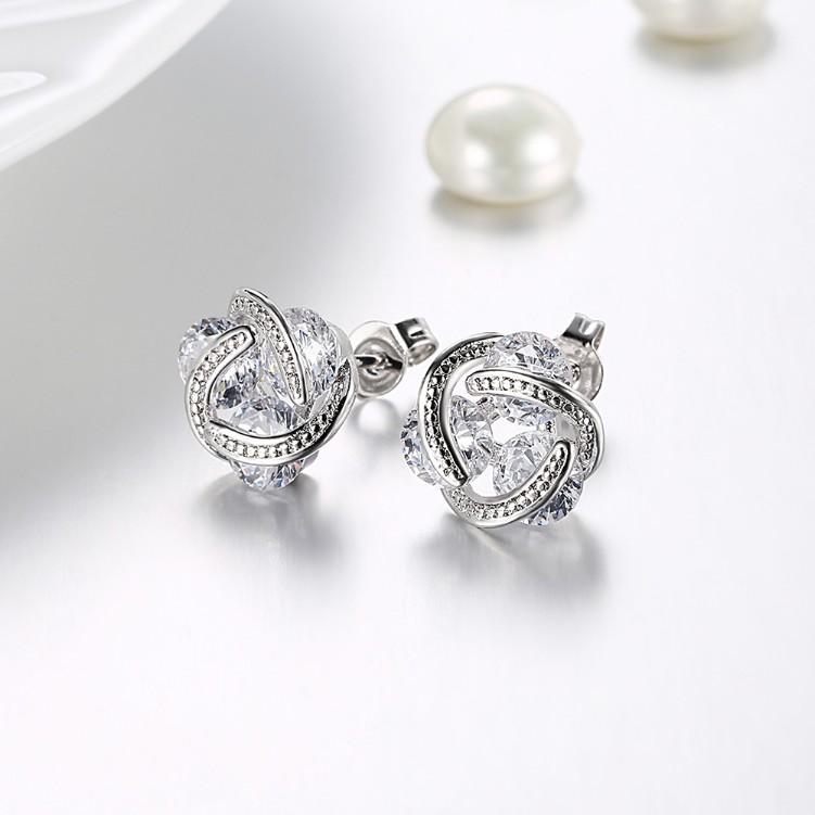 Luxe Crystal Mesh Knot Earrings Set in Silvertone ITALY Design