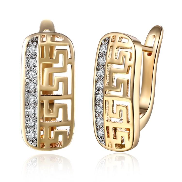 Laser Cut Luxe Crystal Micro-Pav'e Lined Huggie Hoop Earrings Set in Goldtone ITALY Design