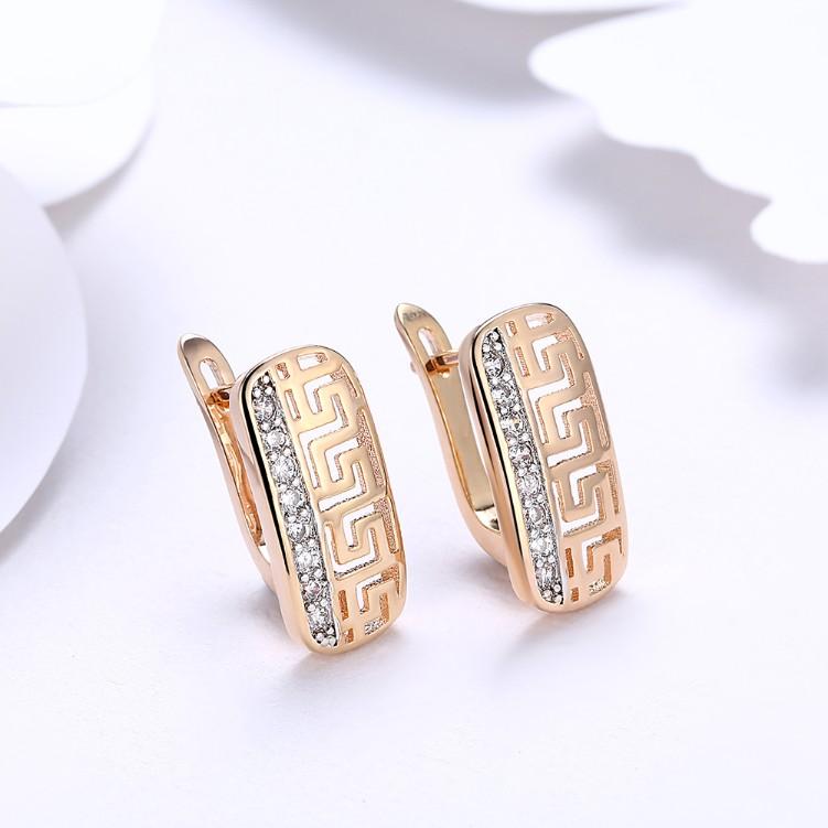 Laser Cut Luxe Crystal Micro-Pav'e Lined Huggie Hoop Earrings Set in Goldtone ITALY Design