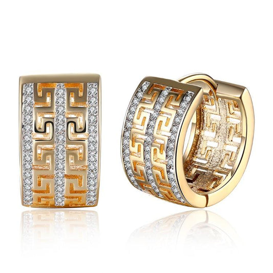 Thick Luxe Crystal Micro-Pav'e Huggie Hoop Earrings Set in Goldtone ITALY Design