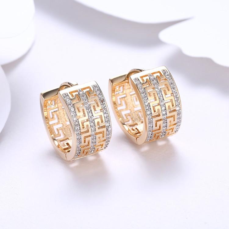 Thick Luxe Crystal Micro-Pav'e Huggie Hoop Earrings Set in Goldtone ITALY Design