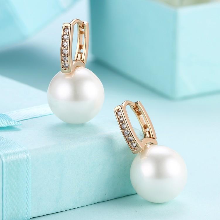 Micro-Pav'e Luxe Crystal Curved Pearl Huggie Earrings Set in Goldtone ITALY Design
