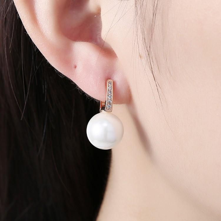 Micro-Pav'e Luxe Crystal Curved Pearl Huggie Earrings Set in Goldtone ITALY Design