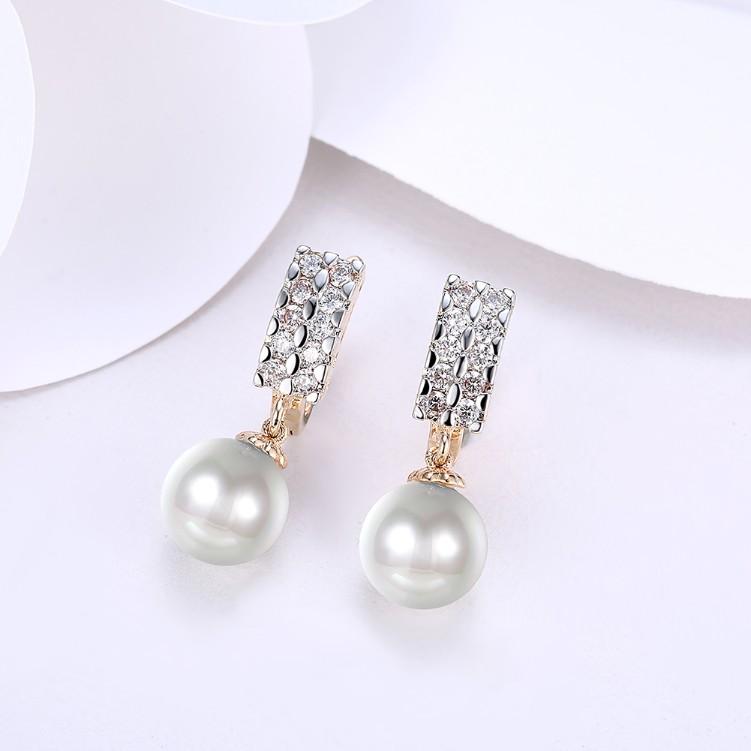 Luxe Crystal Square Shaped Pearl Leverback Earrings Set in Goldtone ITALY Design