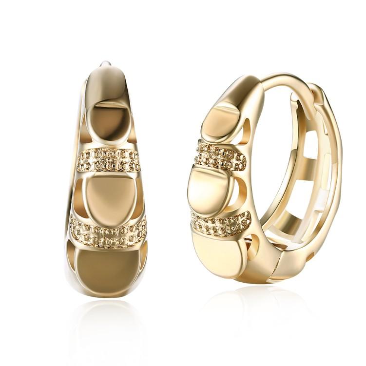 Heart Shaped Classic Huggies Earrings Set in Goldtone ITALY Design