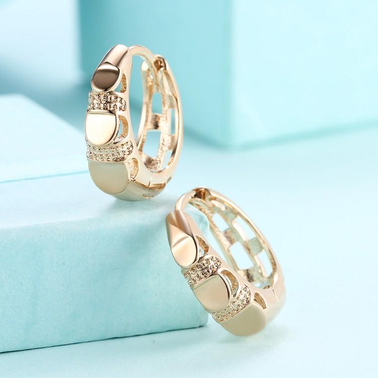 Heart Shaped Classic Huggies Earrings Set in Goldtone ITALY Design