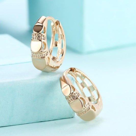 Heart Shaped Classic Huggies Earrings Set in Goldtone ITALY Design