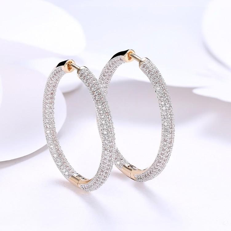 10.00 Cttw Luxe Elements Micro Pave' Hoop Earrings in Goldtone ITALY Design
