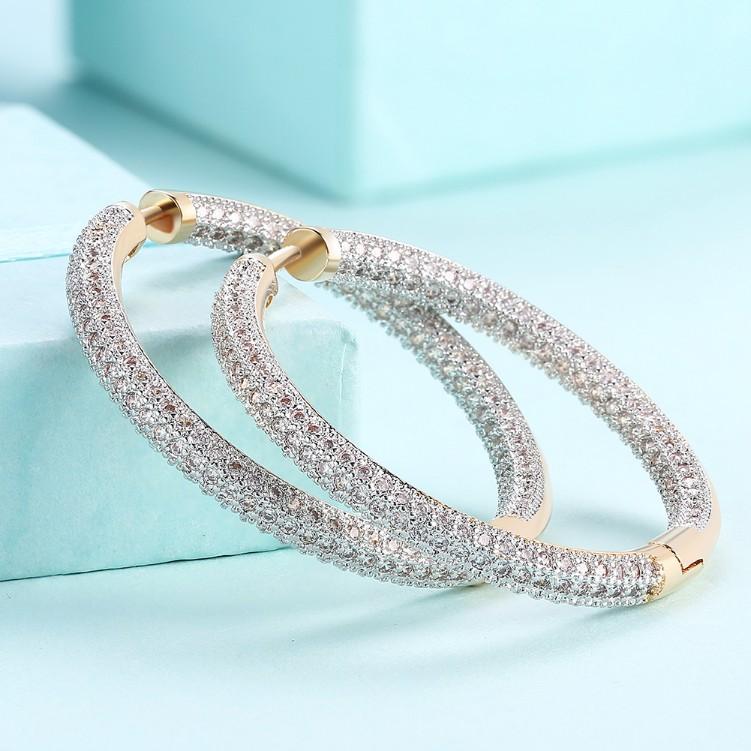 10.00 Cttw Luxe Elements Micro Pave' Hoop Earrings in Goldtone ITALY Design