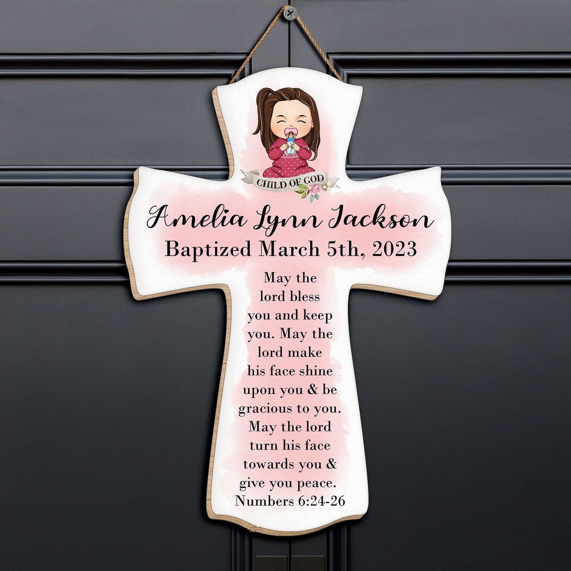 Baptism Gifts For Girls - May The Lord Bless You - Personalized Wood Sign