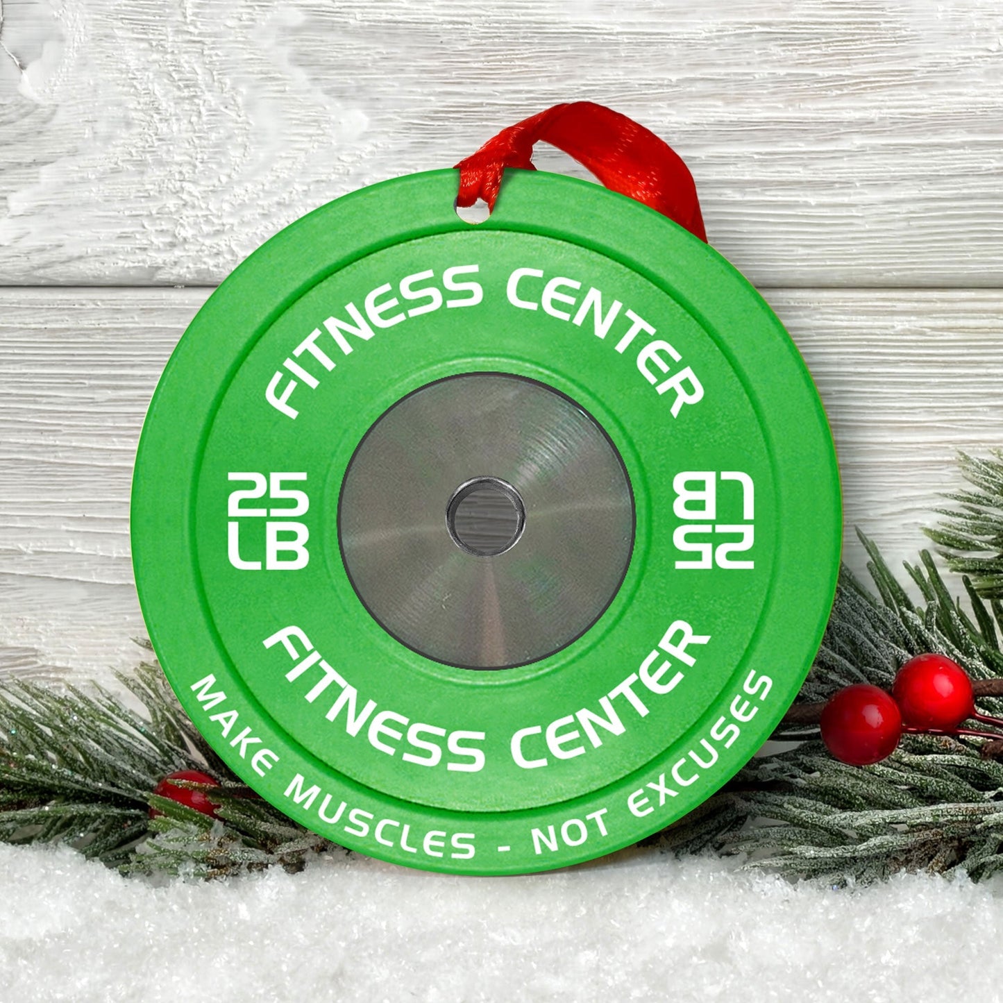 [Only available in the U.S] Merry Fitmas Weight Plates - Personalized Aluminum Ornament - Christmas Fitness Gym Weightlifting Gift For Gymers, Weightlifters, PTs