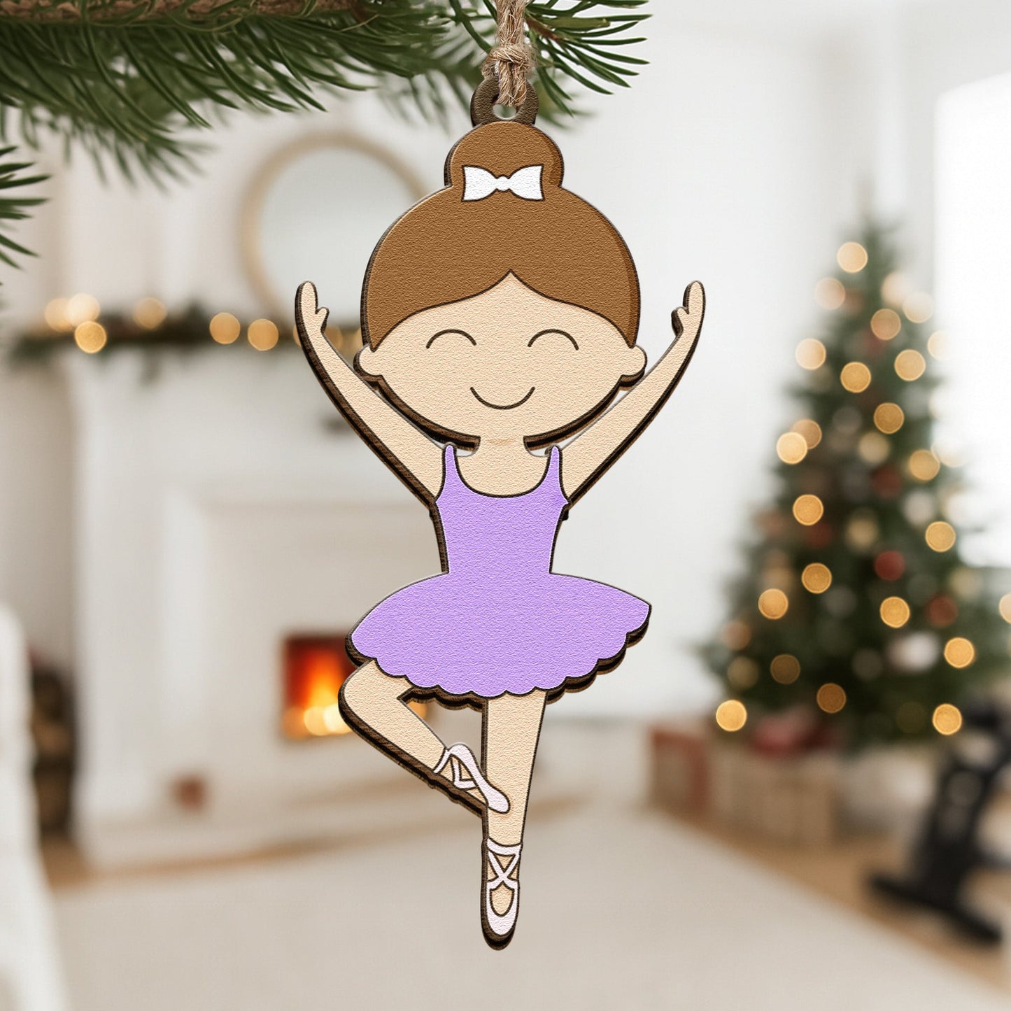 Ballerina Ornament For Girls 2D Flat - Wooden Ornament