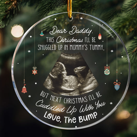 (Photo Inserted) This Baby Bump To Daddy - Personalized Ultrasound Ornament - Gift For Dad